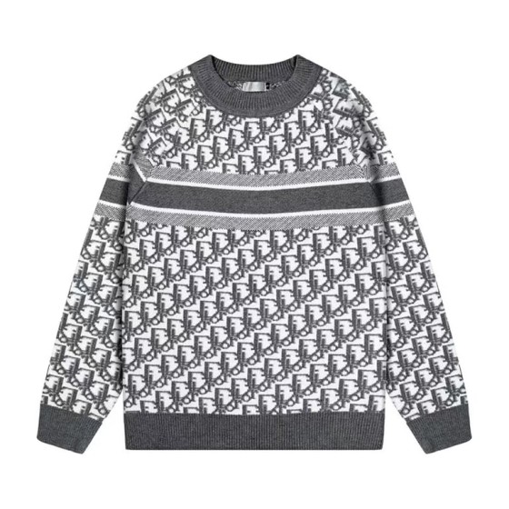 Dior Oblique Crew Neck Sweater with Horizontal Stripes